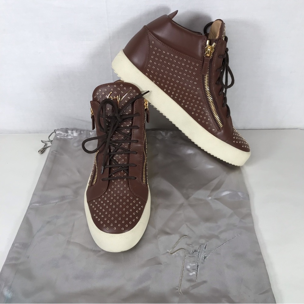 NEW Giuseppe Zanotti Brown Eyelet Sneaker Shoes Size EU 45= 12 (US) - Picture 12 of 12